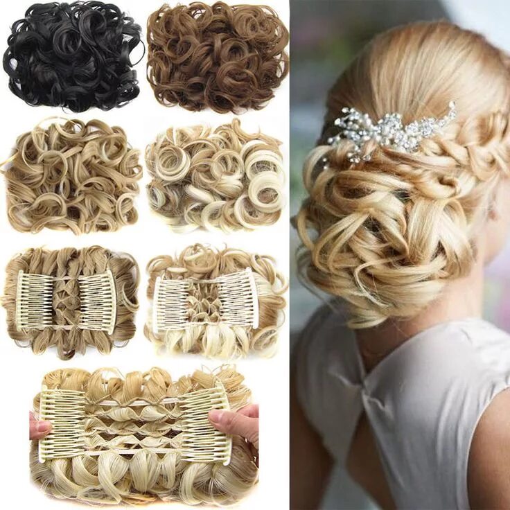 Красивые прически с шиньонами 5.11US $ Hair Clips Women Hair Combs Wig Hair Extensions Wigs Curly Hair Clip In