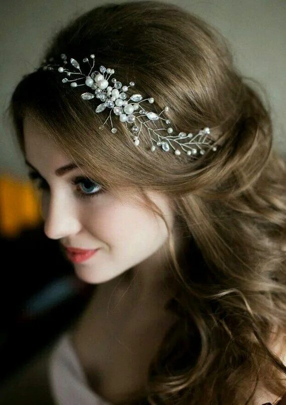 Красивые прически с украшениями Wedding Headpiece Bridal Head Band Rhinestone and Pearl Headband Bridal Headband
