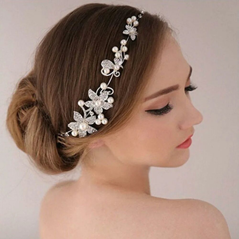 Красивые прически с украшениями Trinket Wedding Party Hairpins Head Wear Bride Headdress Hairband купить недорог