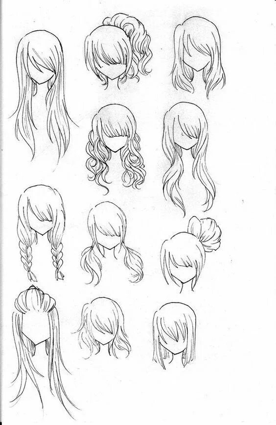 Красивые прически срисовка Coiffure Dessin Dessiner les Cheveux, Manga and Coiffures