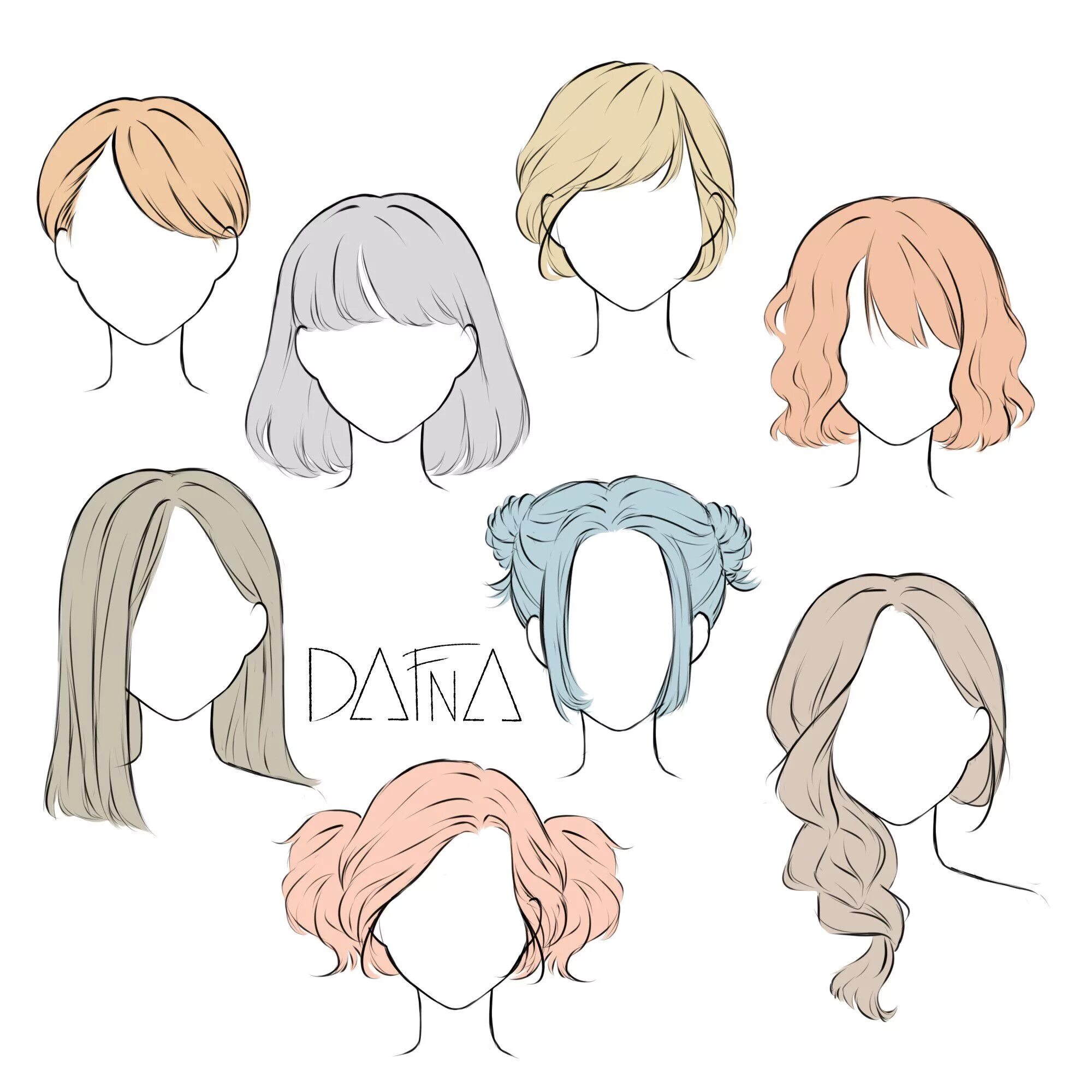 Красивые прически срисовка Пин на доске cabello Нарисовать волосы, Рисование, Рисунки волос
