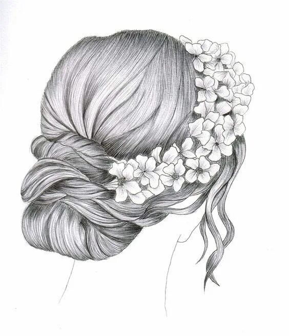 Красивые прически срисовка Учимся рисовать. Эскизы. Графика. Sketches. Graphics.Learning to draw.Aprendiend