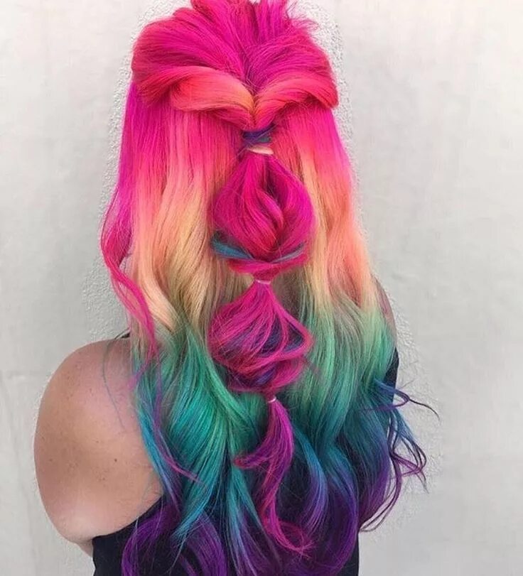 Красивые прически цветные Beauty: Fantasy Unicorn Purple Violet Red Cherry Pink yellow Bright Hair Colour 