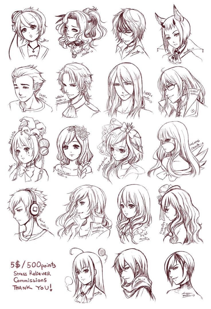 Красивые прически тутор Hairstyles 2 Sketches, Art drawings, Anime hair