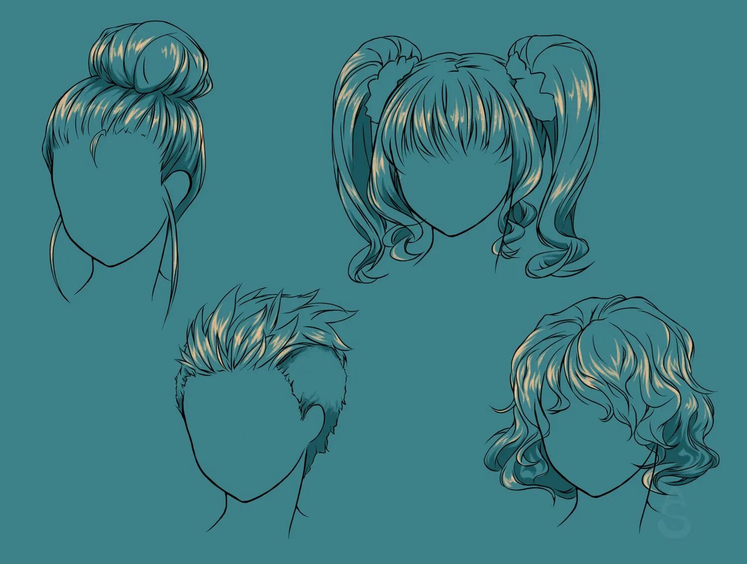 Красивые прически туториал How to Draw: Highlights in Hair By Kiwichameleon World Manga Academy #WMA #manga