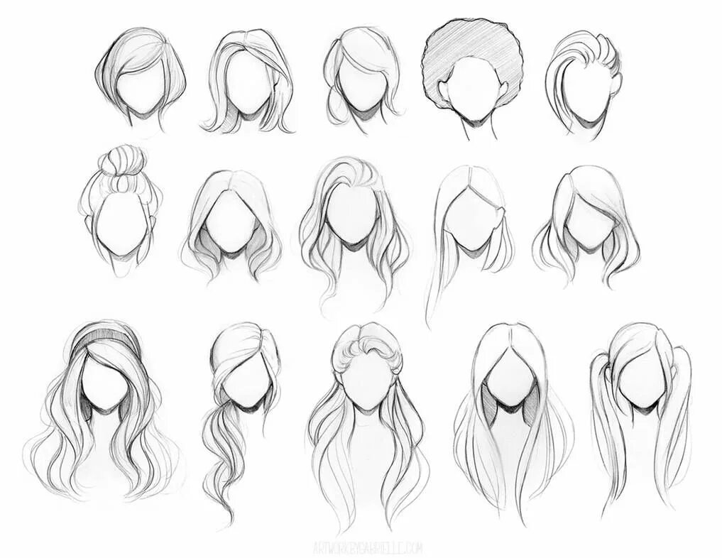 Красивые прически туториал Character Hair Reference Sheet by GabrielleBrickey on DeviantArt Girl hair drawi
