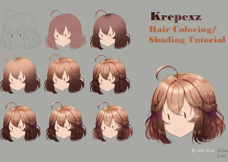 Красивые прически туториал @art_reference_tips on Instagram: "Step by Step Hair coloring / shading tutorial