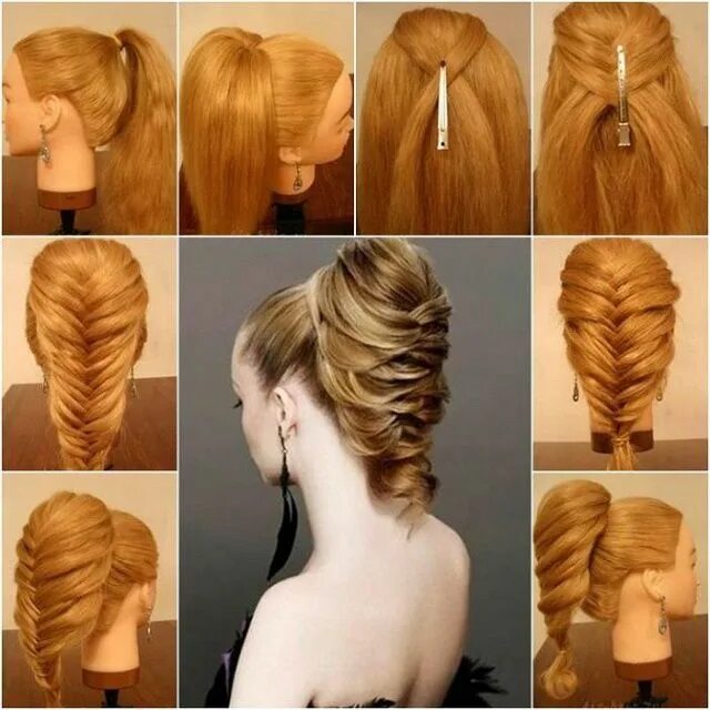 Красивые прически уроки Stunning Way To Braid Up Your Ponytail - AllDayChic Fishtail hairstyles, Hair vi