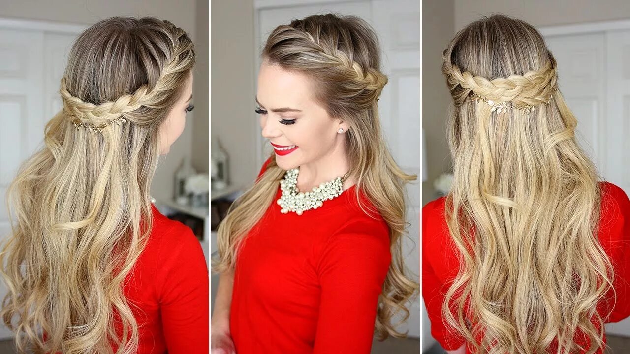 Красивые прически в ресторан French Braid Crown: Last Minute Holiday Hairstyle - YouTube