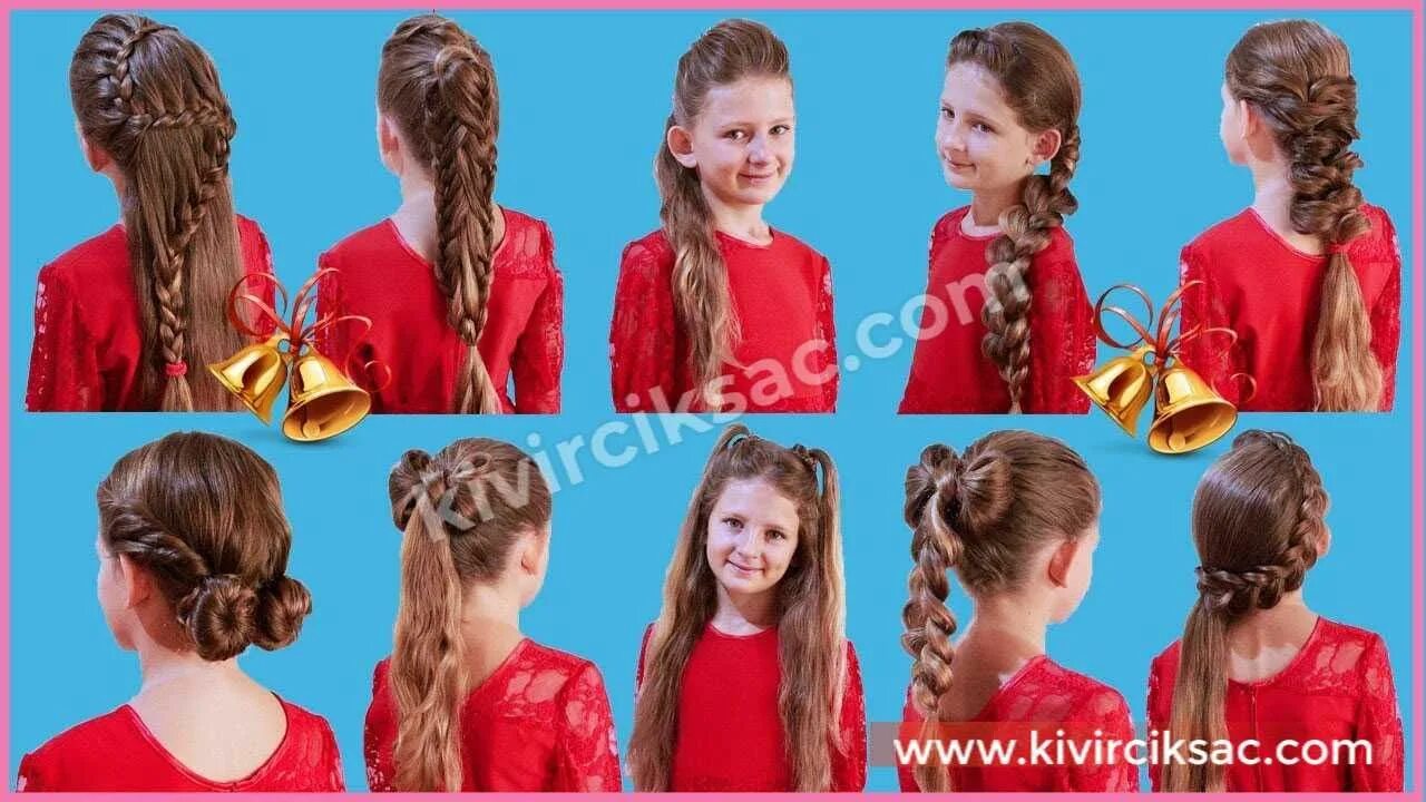 Красивые прически в шк Çocuk Saç Örgü Modelleri ve Yapılışları - Kıvırcık Saç Çocuk saç örgüleri, Saç, 