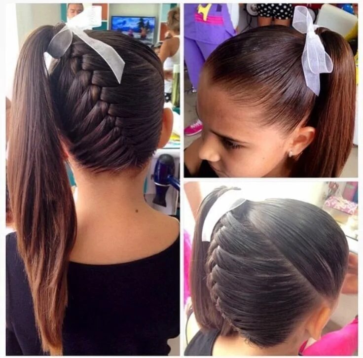 Красивые прически в школу 4 класс Resultado de imagen para cola de lado con trenza Kids hairstyles, Hair hacks, Ha