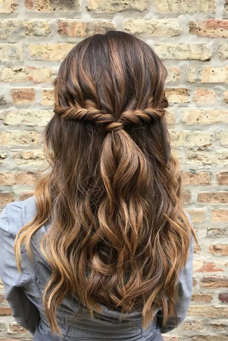 Красивые прически в школу с распущенными волосами cute + easy half up half down hairstyle with waves + twists hair by goldplaited 