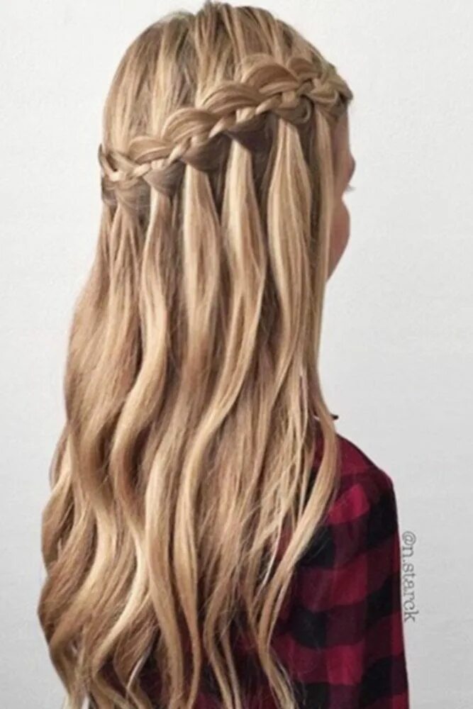 Красивые прически в школу с распущенными волосами How To Do A Waterfall Braid Step By Step Hair styles, Braided hairstyles, Cool h