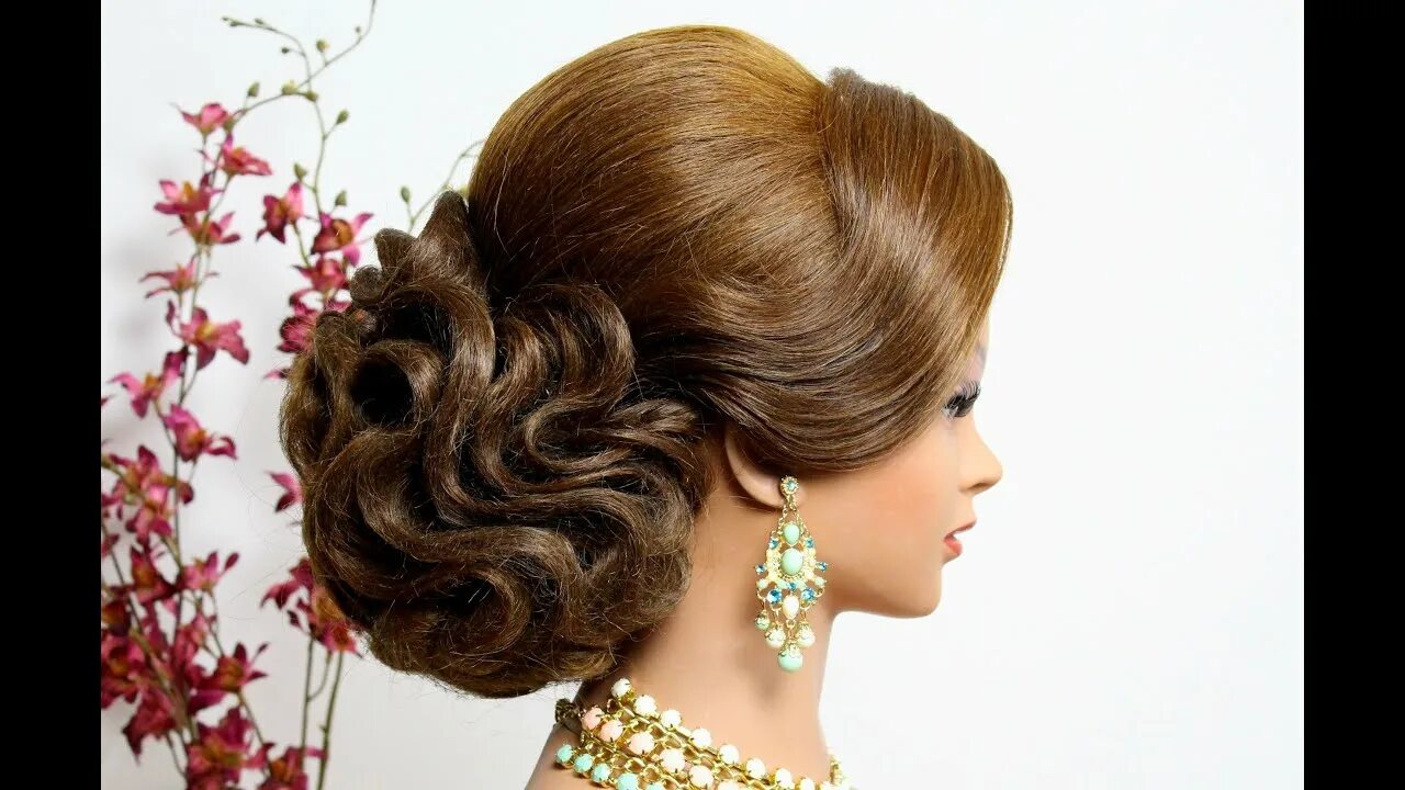 Красивые прически видео Bridal wedding updo. Hairstyle for long hair tutorial - YouTube