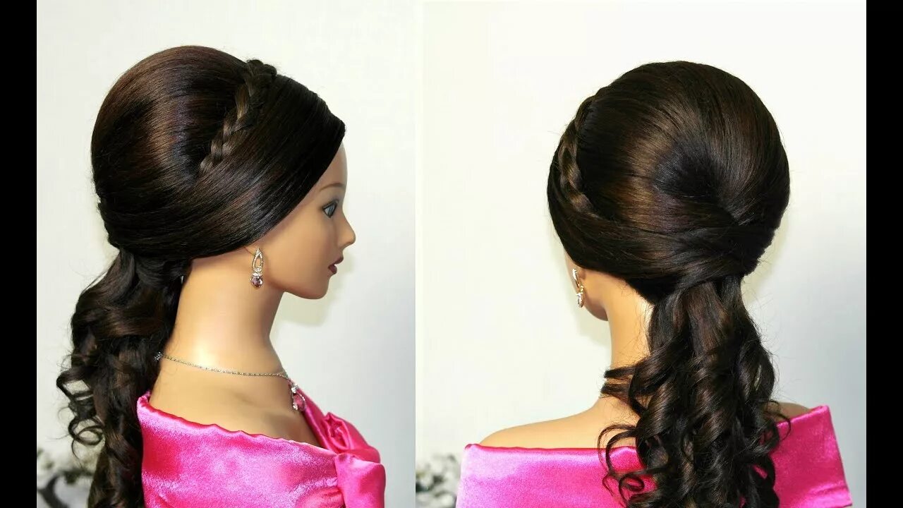 Красивые прически видео Curly wedding prom hairstyles for long hair. - YouTube