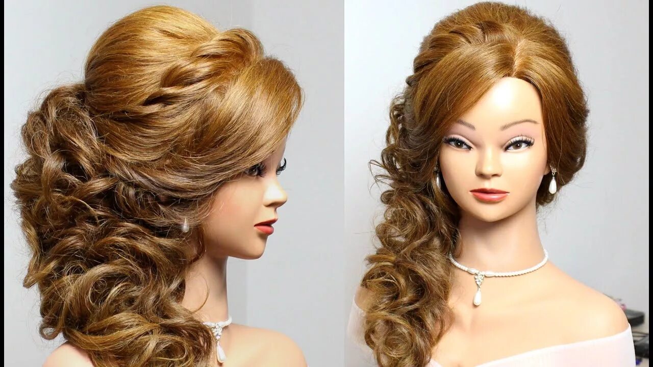 Красивые прически видео Bridal prom hairstyle for long medium hair tutorial - YouTube