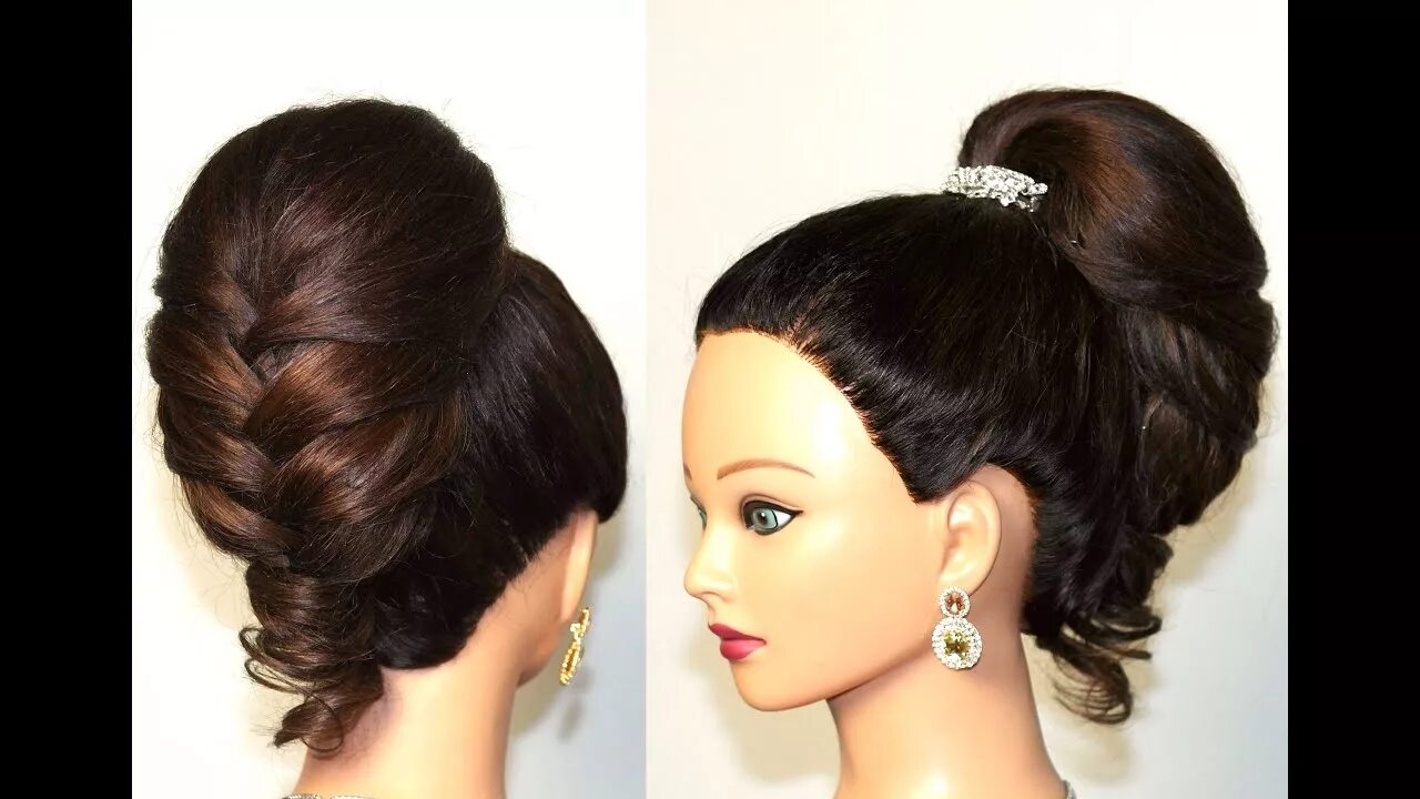 Красивые прически видео Hairstyle for long hair. Elegant braided updo. Fishtail braid - YouTube
