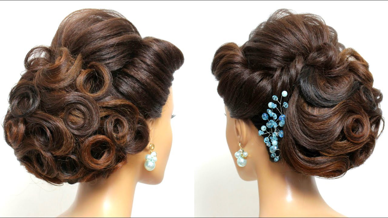 Красивые прически видео Easy Bridal Hairstyle For Long Hair. Wedding Prom Updo. Low Bun - YouTube
