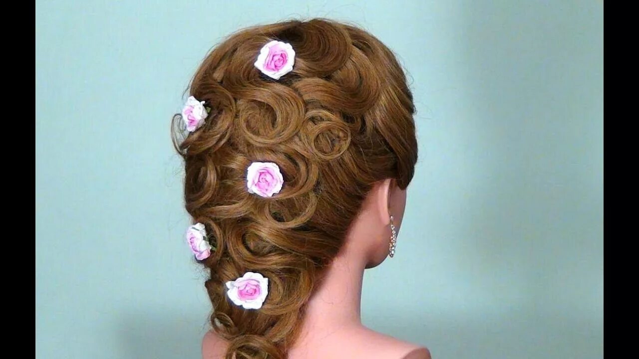 Красивые прически видео Вечерняя прическа для длинных волос. Wedding prom hairstyle - YouTube