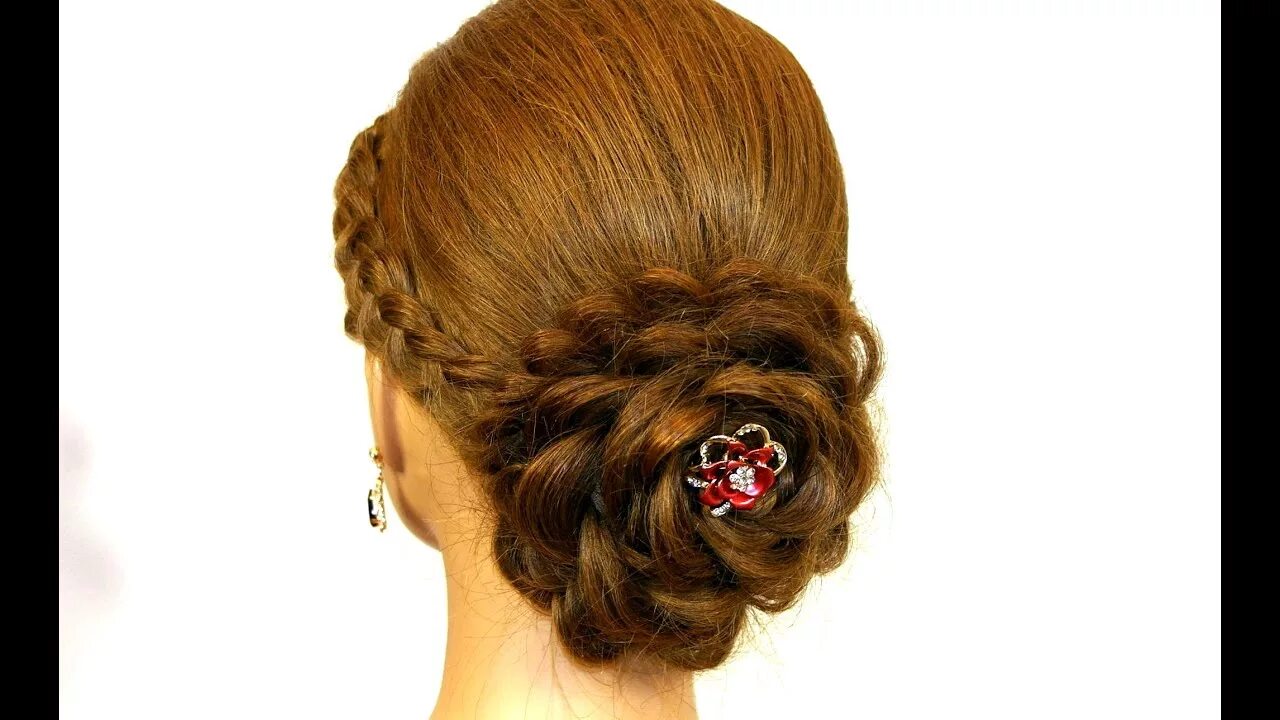 Красивые прически ютуб Prom hairstyle for long hair. Updo. Hair made rose. - YouTube