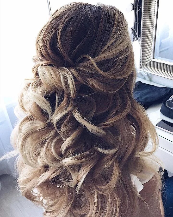 Красивые прически завитые Pretty Half up half down curl hairstyles - partial updo wedding hairstyle #weddi