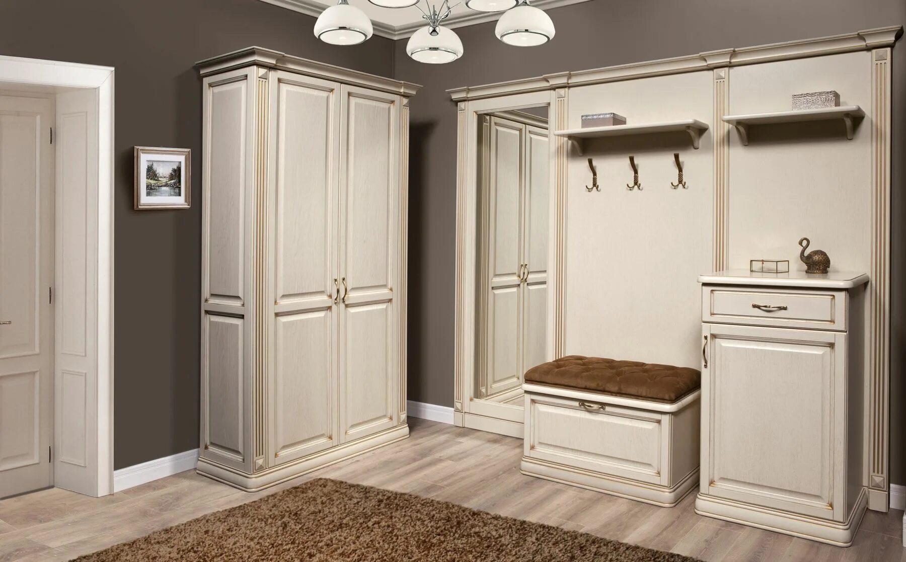 Красивые прихожие фото Прихожая в классическом стиле из массива дуба от "Yavid". Classic hall furniture