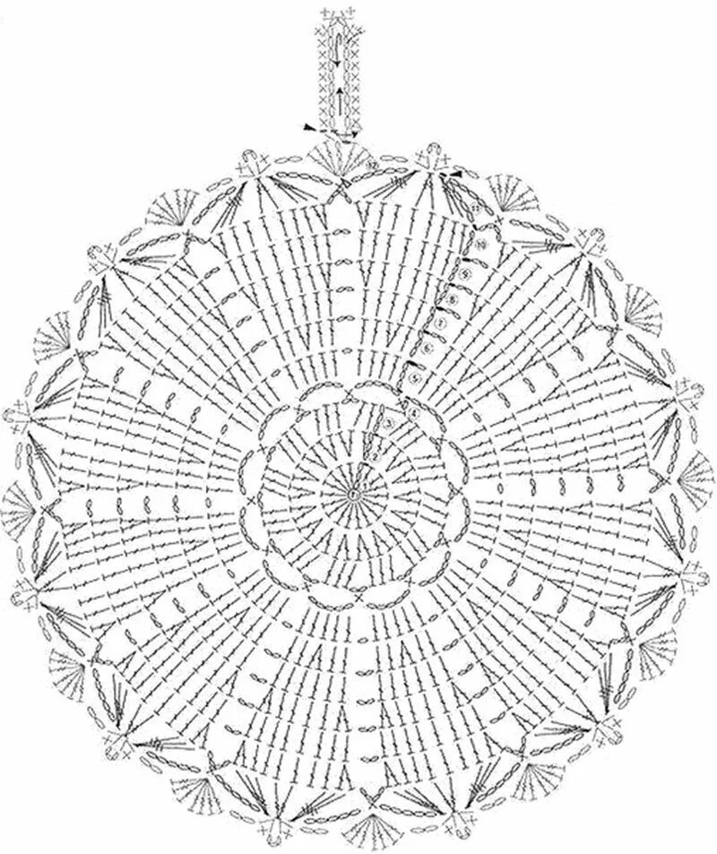 Красивые прихватки крючком со схемами Crocheted Doily Hanging Ornament