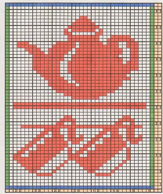 Красивые прихватки спицами схемы Potholder Tea Time pattern by Regina Schoenfeldt Cross stitch designs, Cross sti