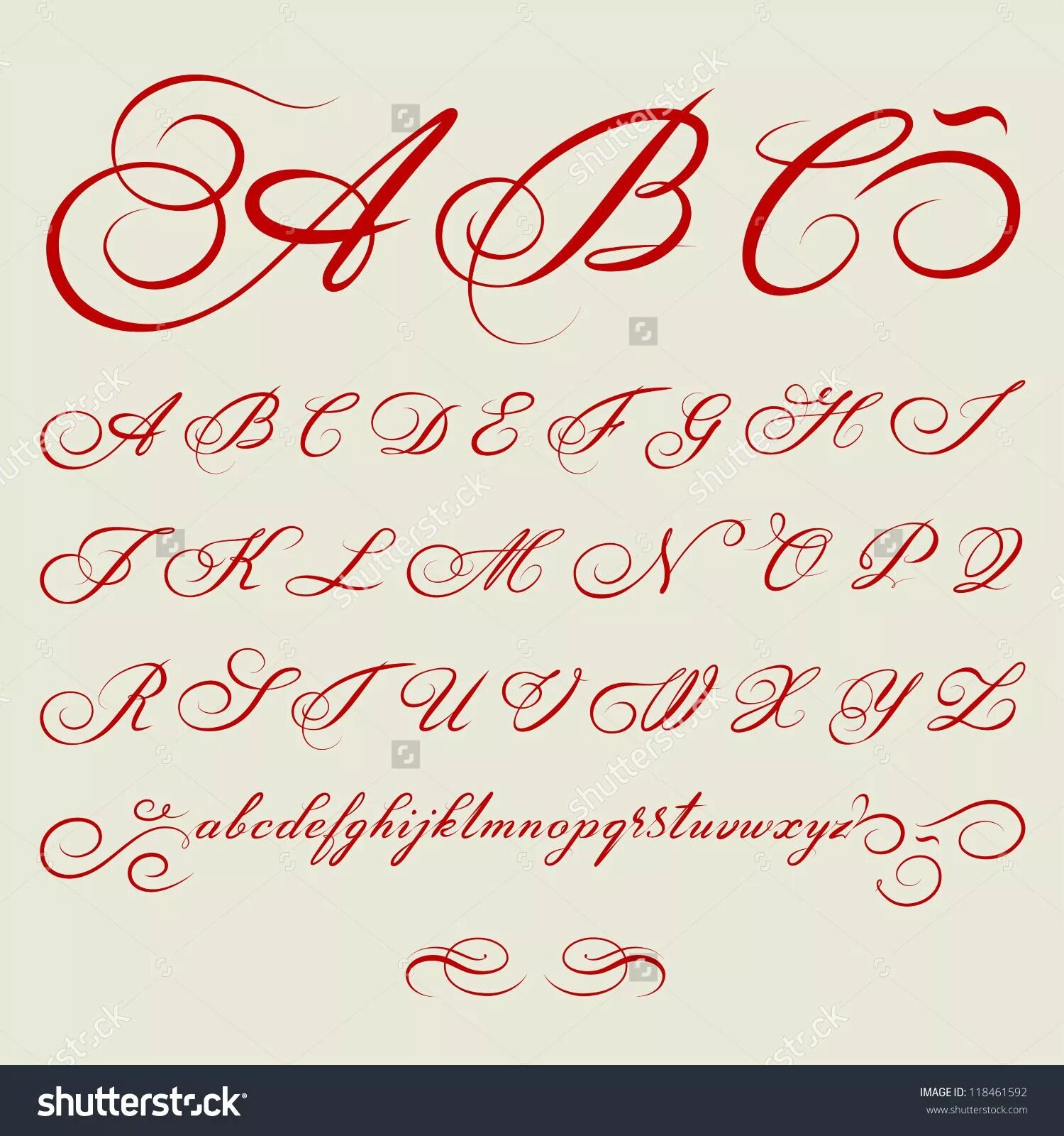 Красивые прописные буквы для оформления с завитками Vector Hand Drawn Calligraphic Alphabet Based Stock Vector (Royalty Free) 118461