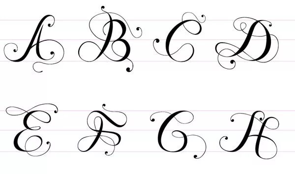 Красивые прописные буквы для оформления с завитками The American type scene: District of Columbia Lettering alphabet, Hand lettering