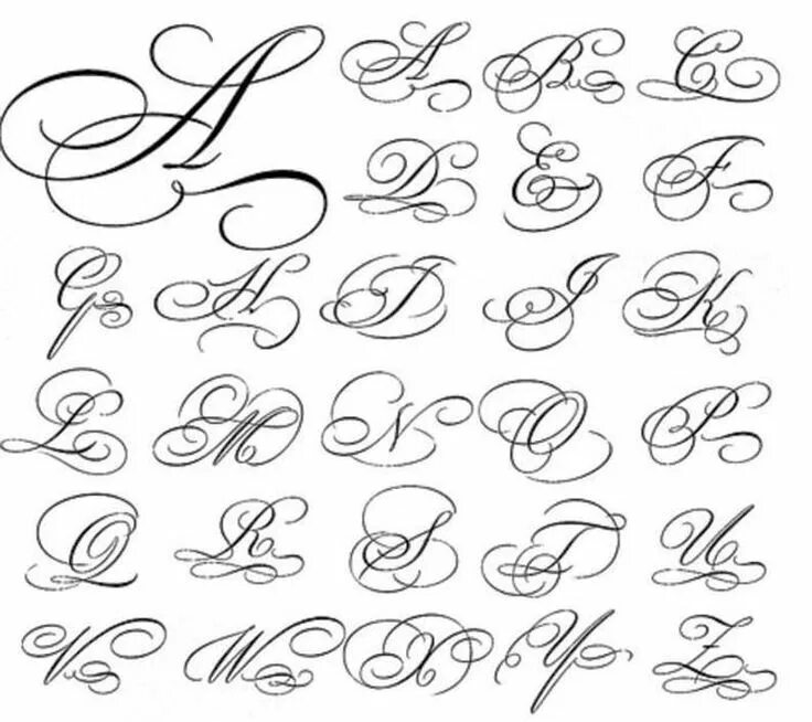 Красивые прописные буквы для оформления с завитками Pin en tattoos Letras para tatuajes, Fuentes para tatuajes, Alfabeto escrito a m