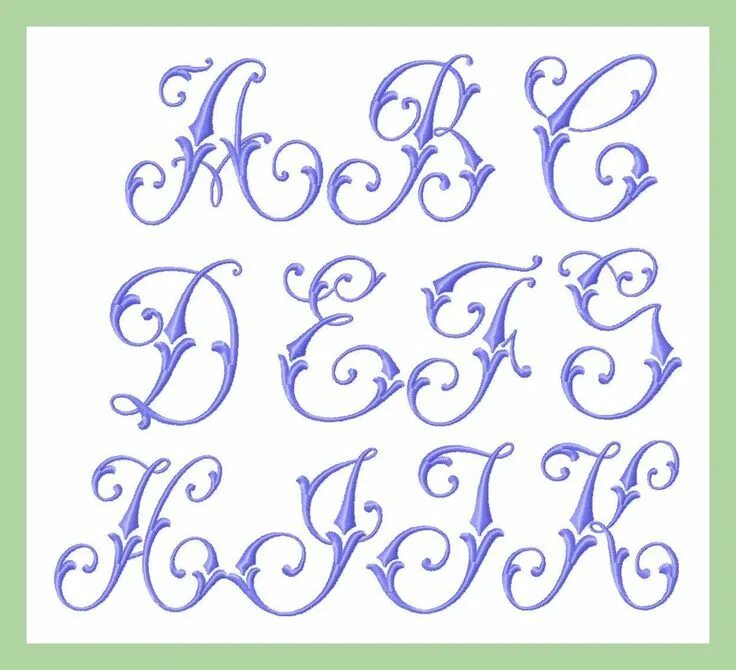 Красивые прописные буквы для оформления с завитками Rochester Font - Comes in 3 and 4 inch Sizes Broderie machine gratuite, Modèles 