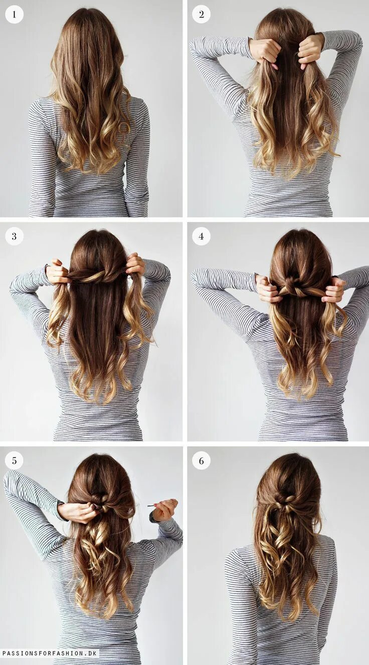 Красивые простые легкие прически #easy hairstyles #hairstyle #hairstyles #hairstyles for short hair #knot #tie #w