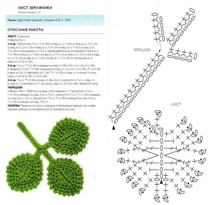 Красивые простые листья крючком схемы земляника Crochet flowers, Irish crochet patterns, Crochet leaves