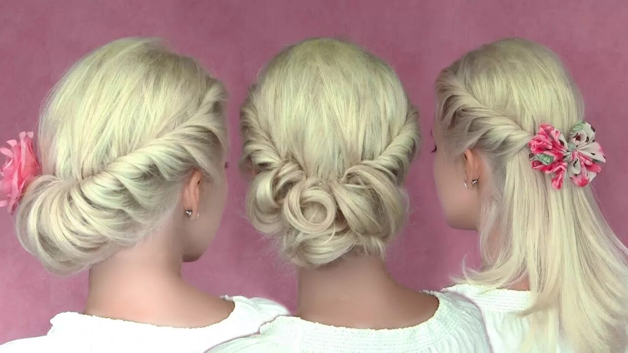 Красивые простые прически на праздник Romantic updo hairstyles for New Year's eve for medium long hair tutorial - YouT