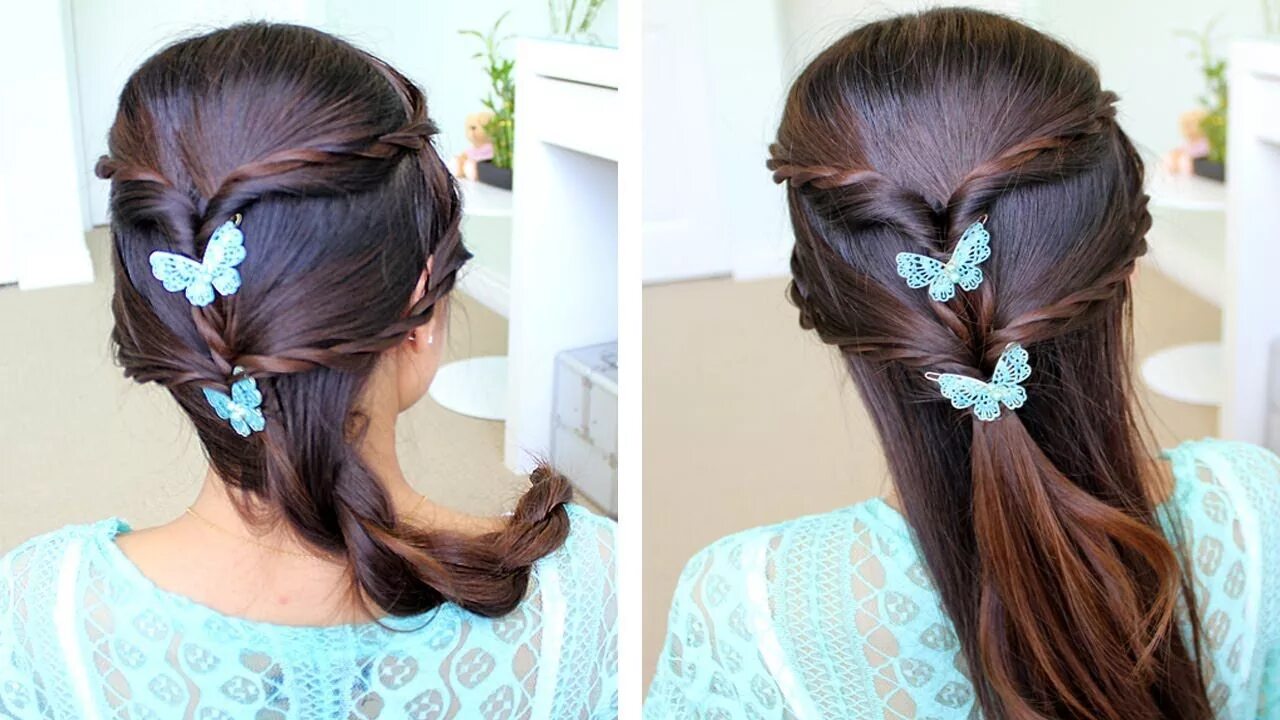 Красивые простые прически на праздник Fancy Rope Braid Half-Updo Hairstyle for Medium Long Hair Tutorial Hair styles, 