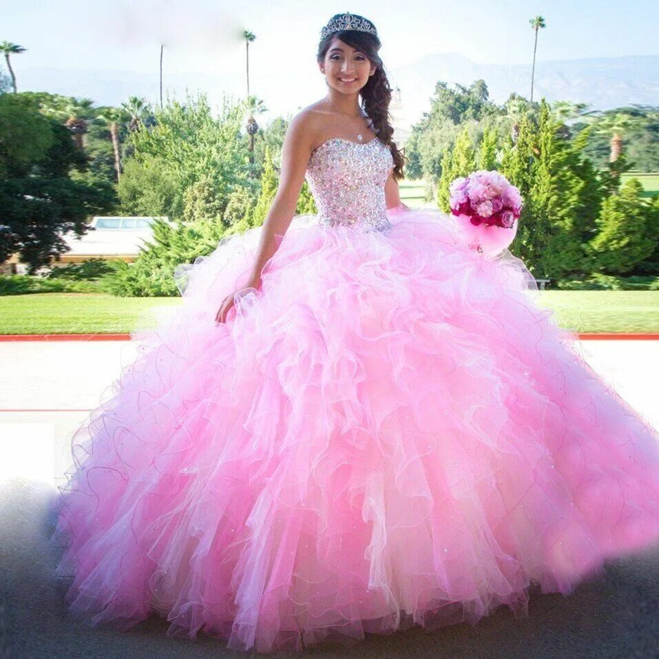 Красивые пышные платья фото Beautiful Sweetheart Tulle Ball Gown Quinceanera Dress Quinceanera dresses pink,