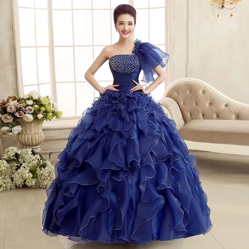 Красивые пышные платья фото Vestidos De Quince Anos/ пышные темно-синие пышные платья для девочек 15, праздн