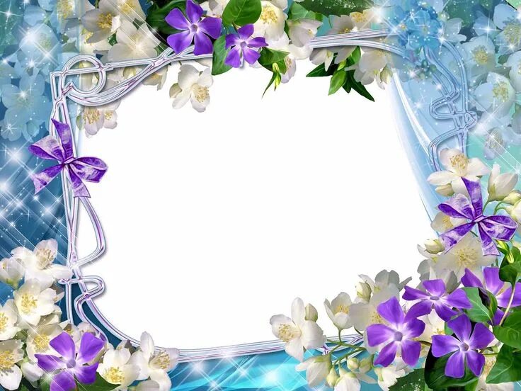 Красивые рамки для оформления фотографий бесплатно Artistic Photo Frame with Blue Flowers and White Eggs