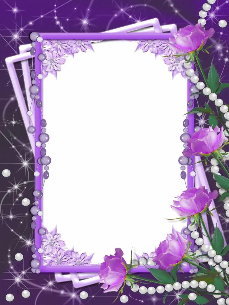 Красивые рамки для оформления фотографий бесплатно Transparent Purple Flower Frame Gallery Yopriceville - High-Quality Images and T