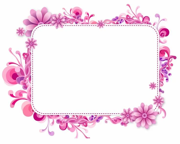Красивые рамки для оформления пнг Pink and Purple Flower Frame