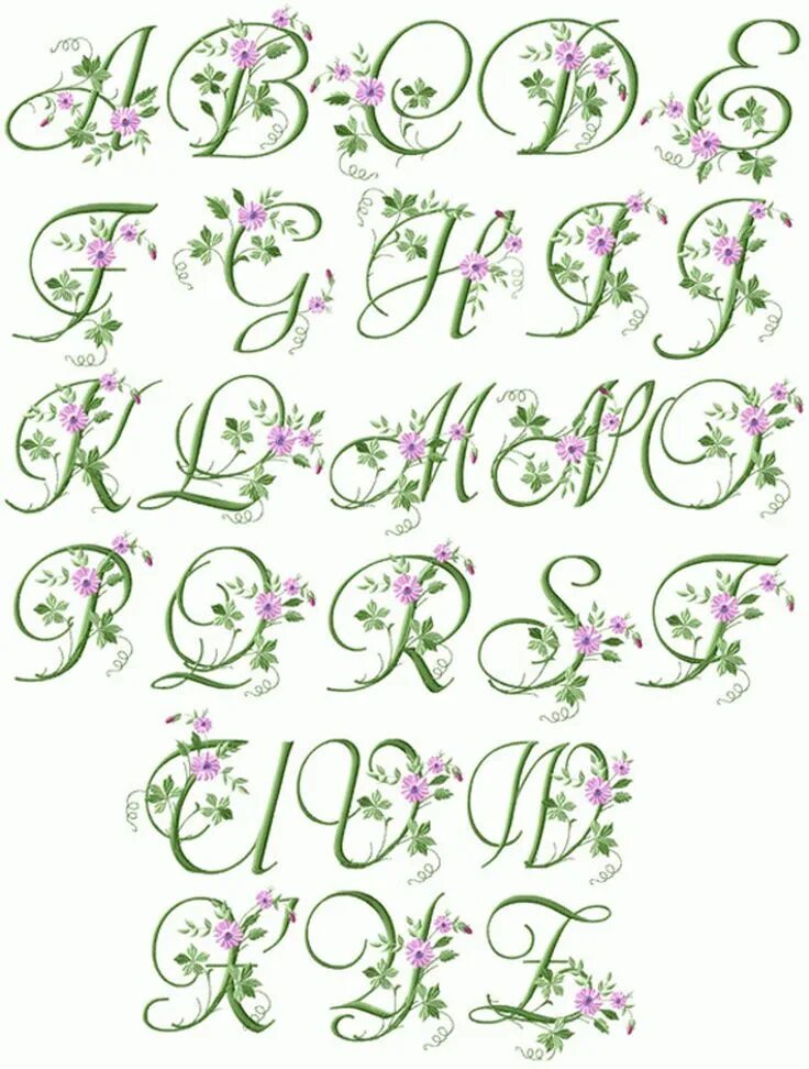 Красивые расписные буквы русского алфавита для оформления Elegant Floral Initials 26 Upper-Case Letters Machine Embroidery Letters for 4x4