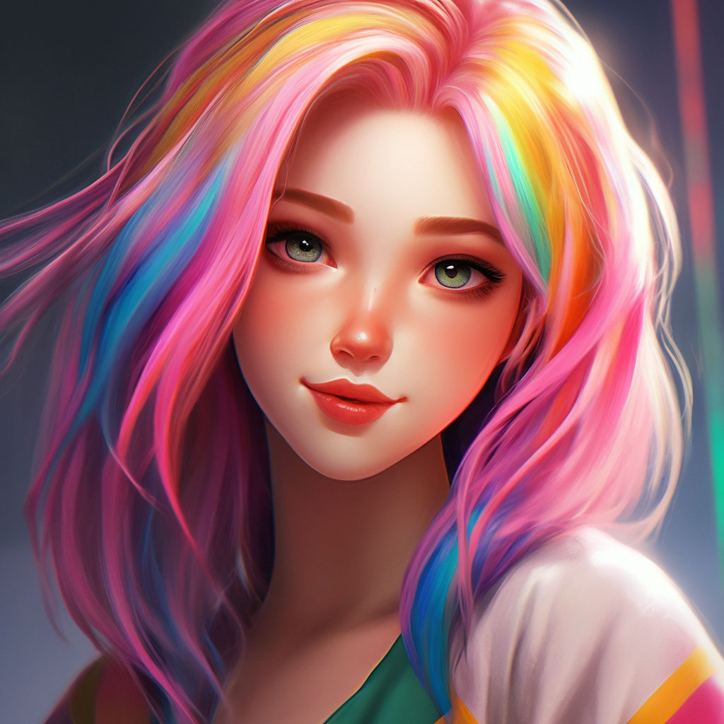 Красивые разноцветные прически Девушка с разноцветной причёской ." - картинка создана в Шедевруме