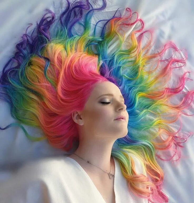Красивые разноцветные прически Pin by J J on Avatars - Dani (With images) Rainbow hair, Hair color, Vivid hair 