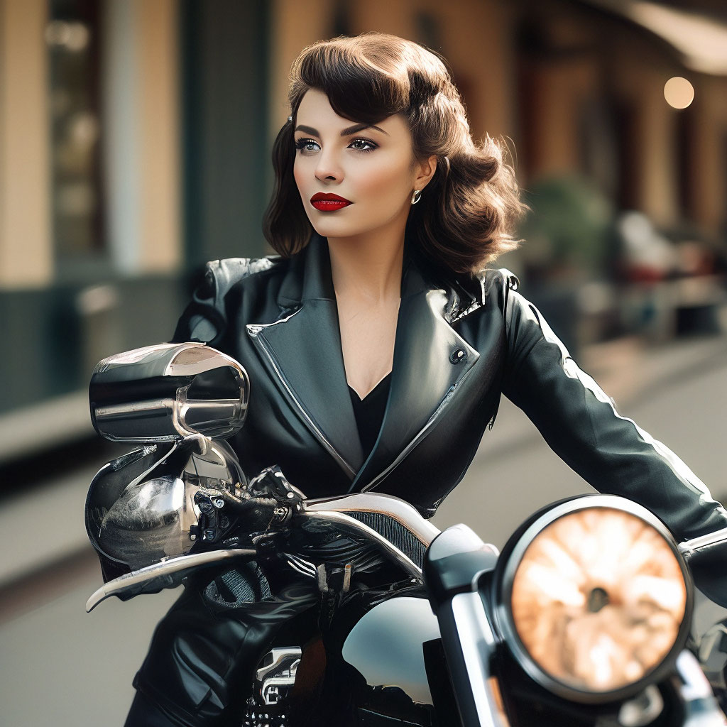 Красивые ретро фото девушек "Beautiful retro girl, on a Harley ." - image created in Shedevrum