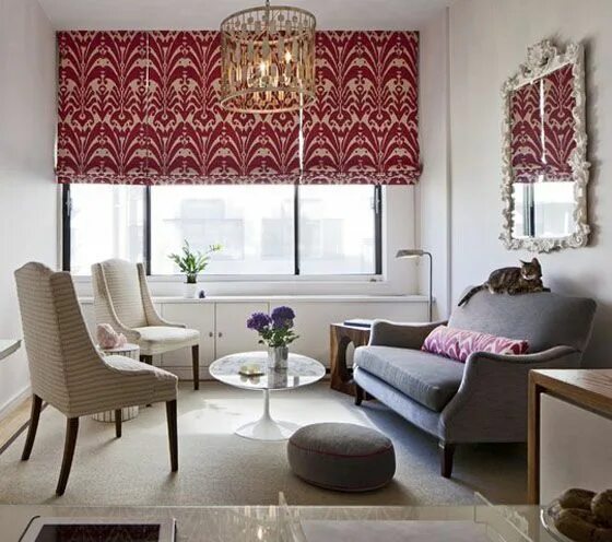 Красивые римские шторы в интерьере гостиной фото Elegant Small Studio Apartment In New York Apartment interior, Luxury apartments