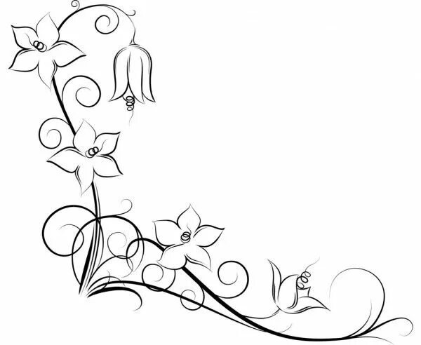 Красивые рисунки для оформления Original floral corner. - Stock Vector © antonshpak #1092366 Vine drawing, Flowe