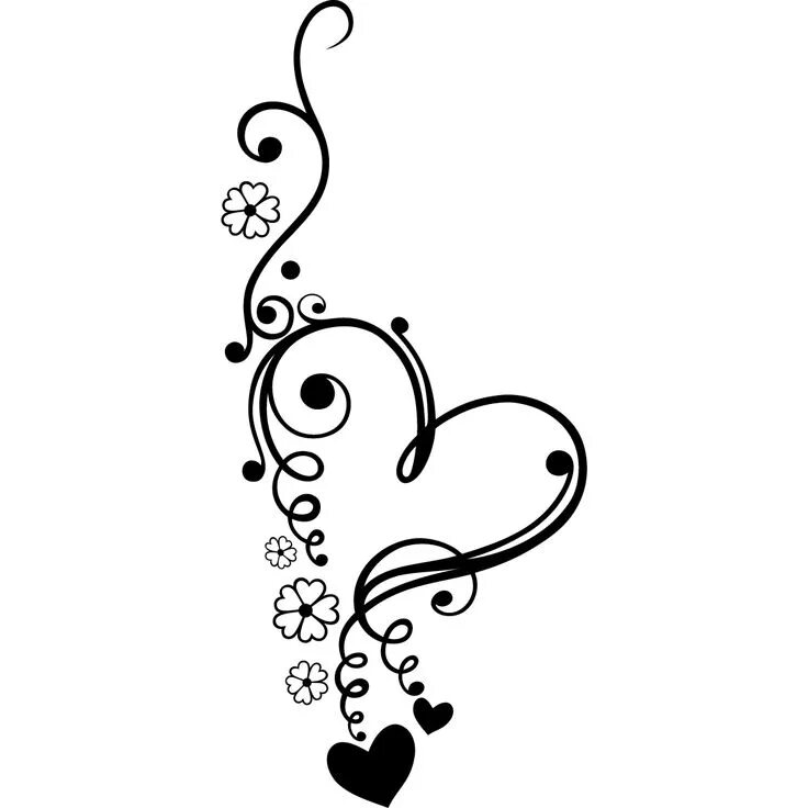 Красивые рисунки для оформления Floral Love Heart Flowers Wall Art Sticker Wall Decal Transfers eBay - ClipArt B