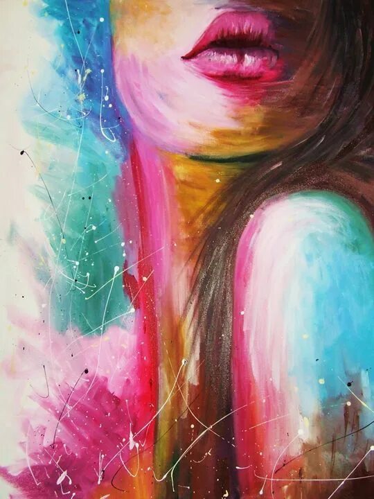 Красивые рисунки красками фото pink lips - A Touch of Canvas Paintings & Prints, Abstract, Movement ArtPal