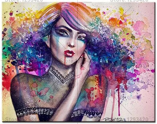 Красивые рисунки красками фото Colorful Girl Diamond Mosaic Picture of Rhinestones Diamond Embroidery 3D kits N
